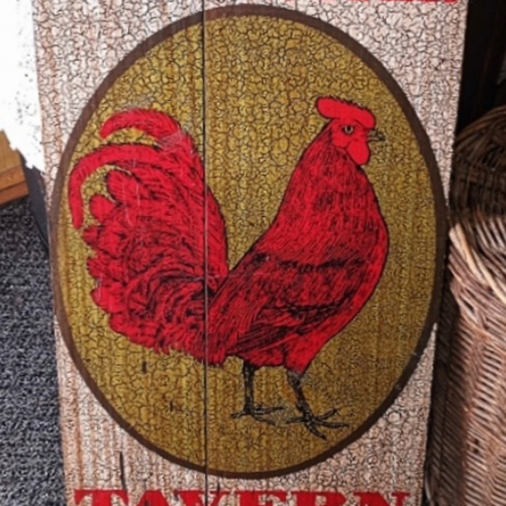 VINTAGE 11" BY 22" RARE VINTAGE TAVERN ROOSTER ON A WOOD BOARD~(LARGE) - Picture 10 of 17